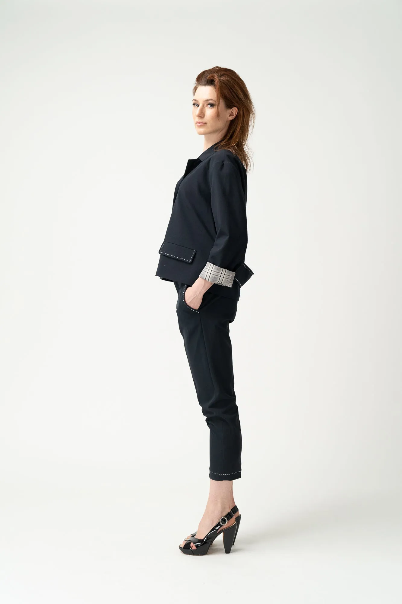 41-7 AGENDA Slim fit business trousers with pockets