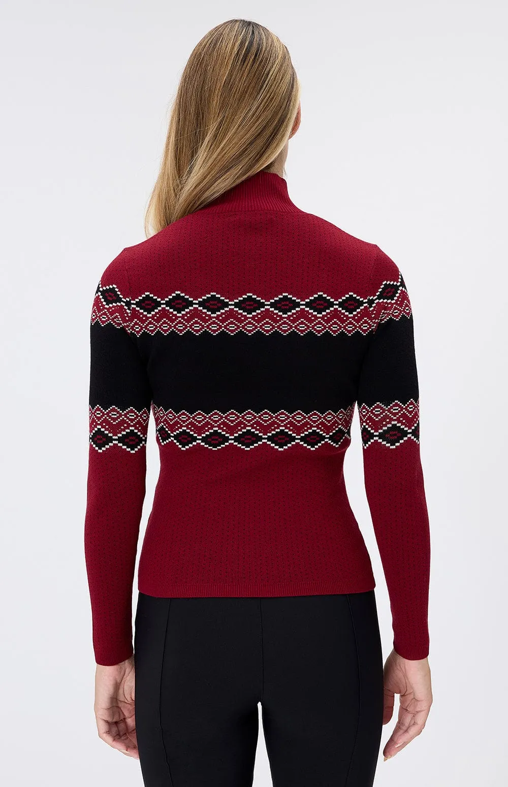 Aurora Mock Neck Ski Sweater | Deep Red