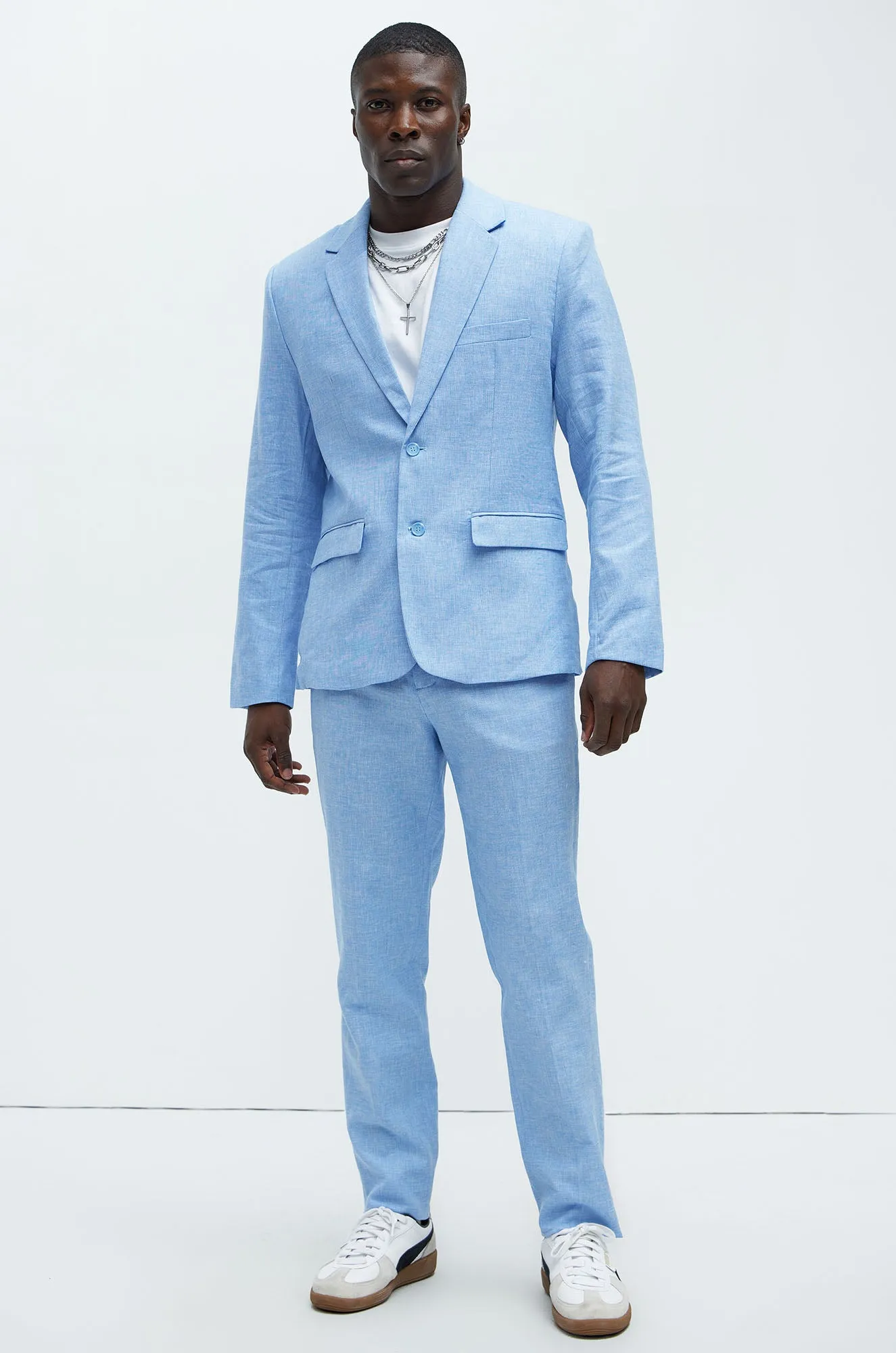 Bahamas Linen Suit Jacket - Ice Blue