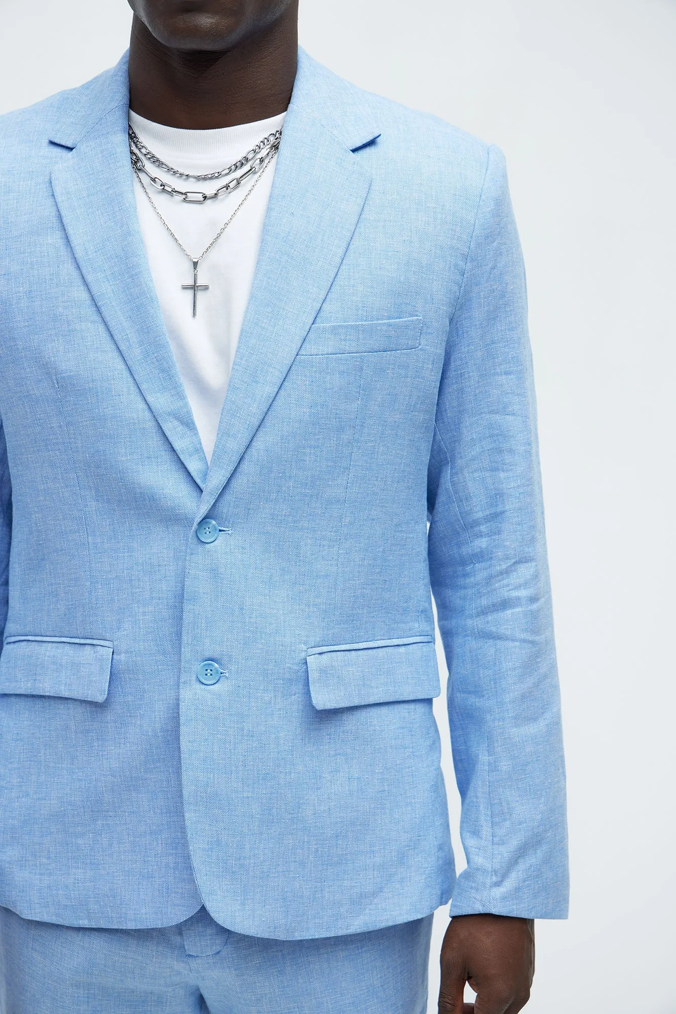 Bahamas Linen Suit Jacket - Ice Blue