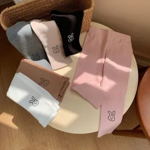 Cartoon Bunny Solid Color Leggings