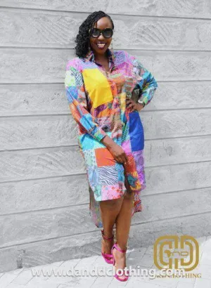 Casual Colorful Dress with Patches