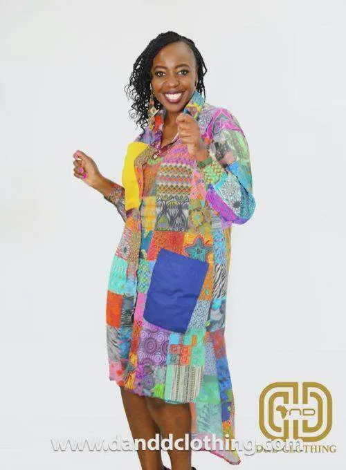 Casual Colorful Dress with Patches