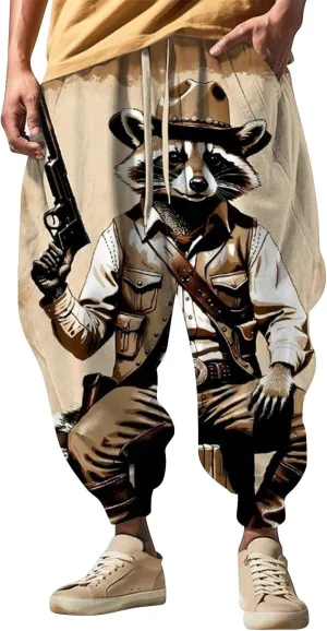 Casual Comfy Elastic Drawstring Baggy Trouser Sweatpants Mens Athletic Pants Japanese Pants Samurai