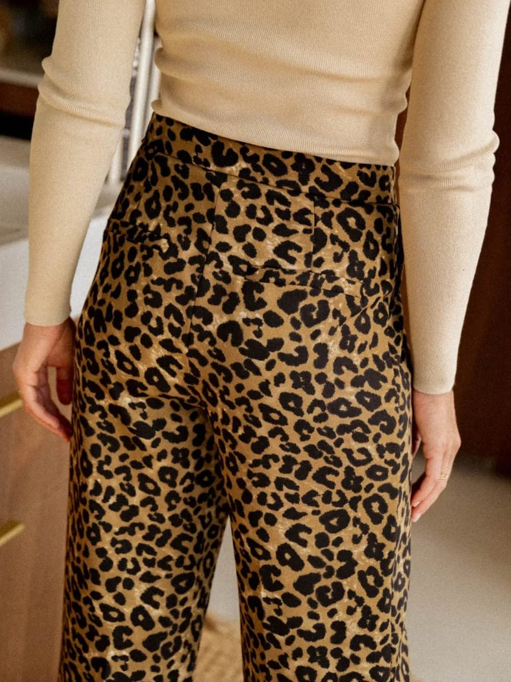 Casual Leopard Print Wide-Leg Pants