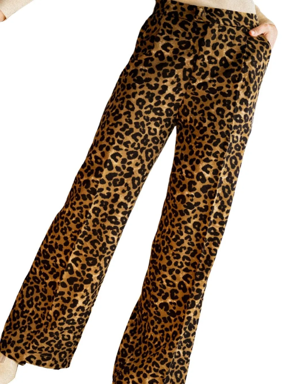 Casual Leopard Print Wide-Leg Pants