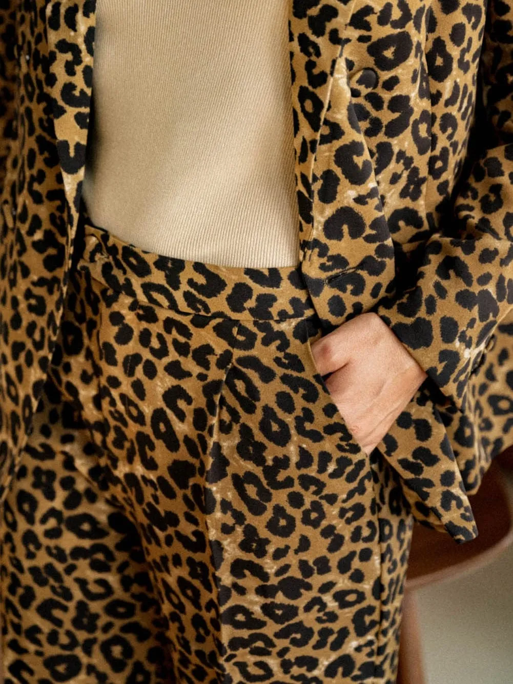 Casual Leopard Print Wide-Leg Pants