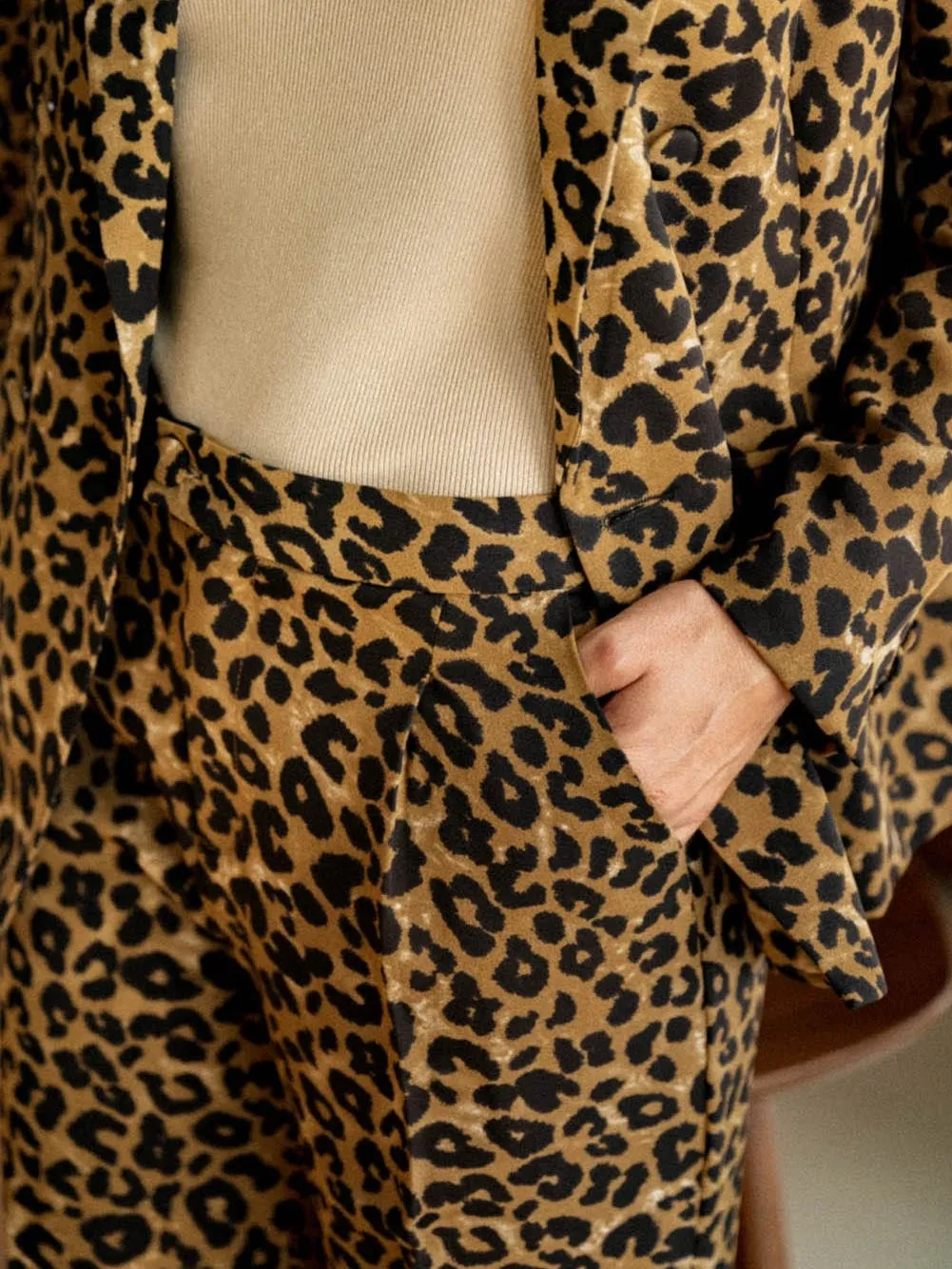 Casual Leopard Print Wide-Leg Pants