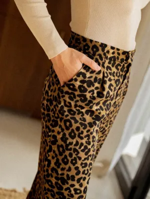 Casual Leopard Print Wide-Leg Pants