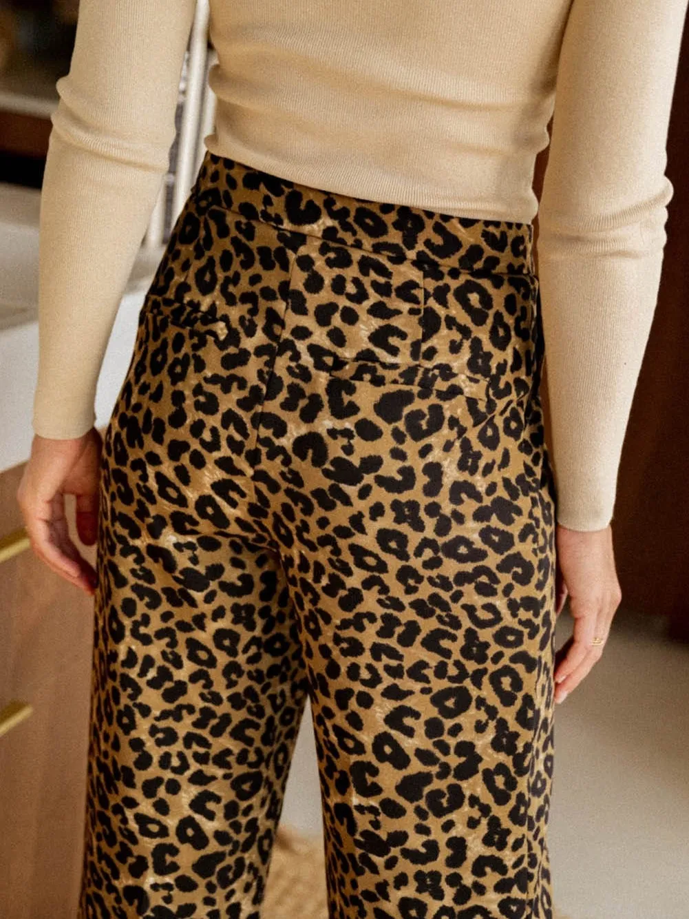 Casual Leopard Print Wide-Leg Pants