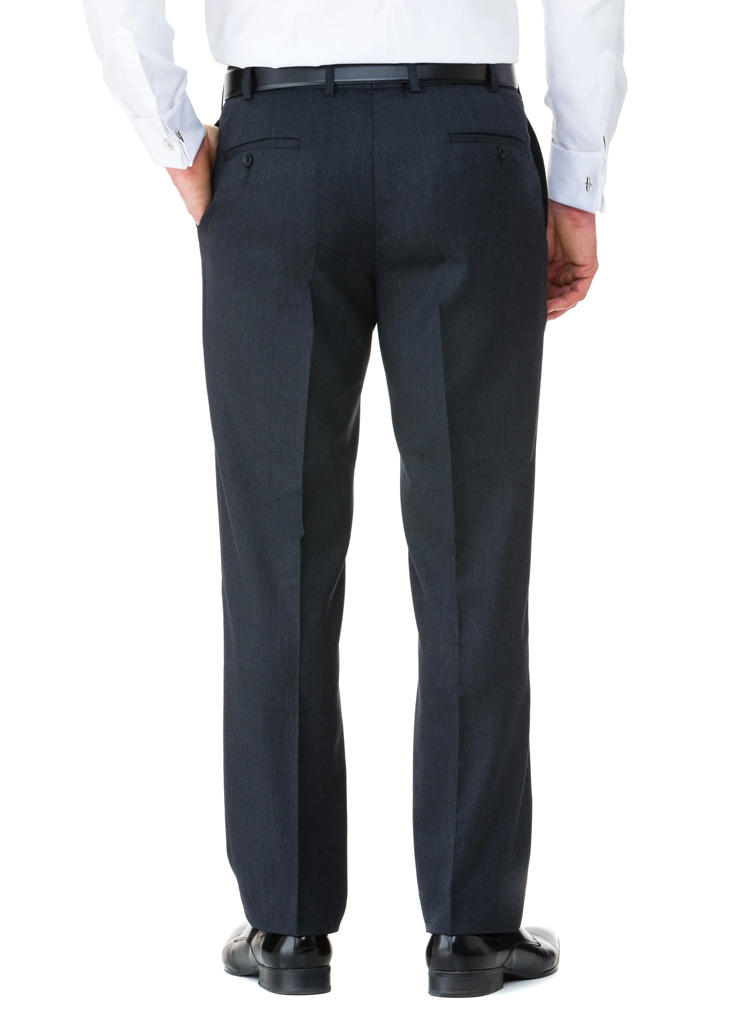 CHARLTON WOOL RICH FLAT FRONT TROUSER - NAVY