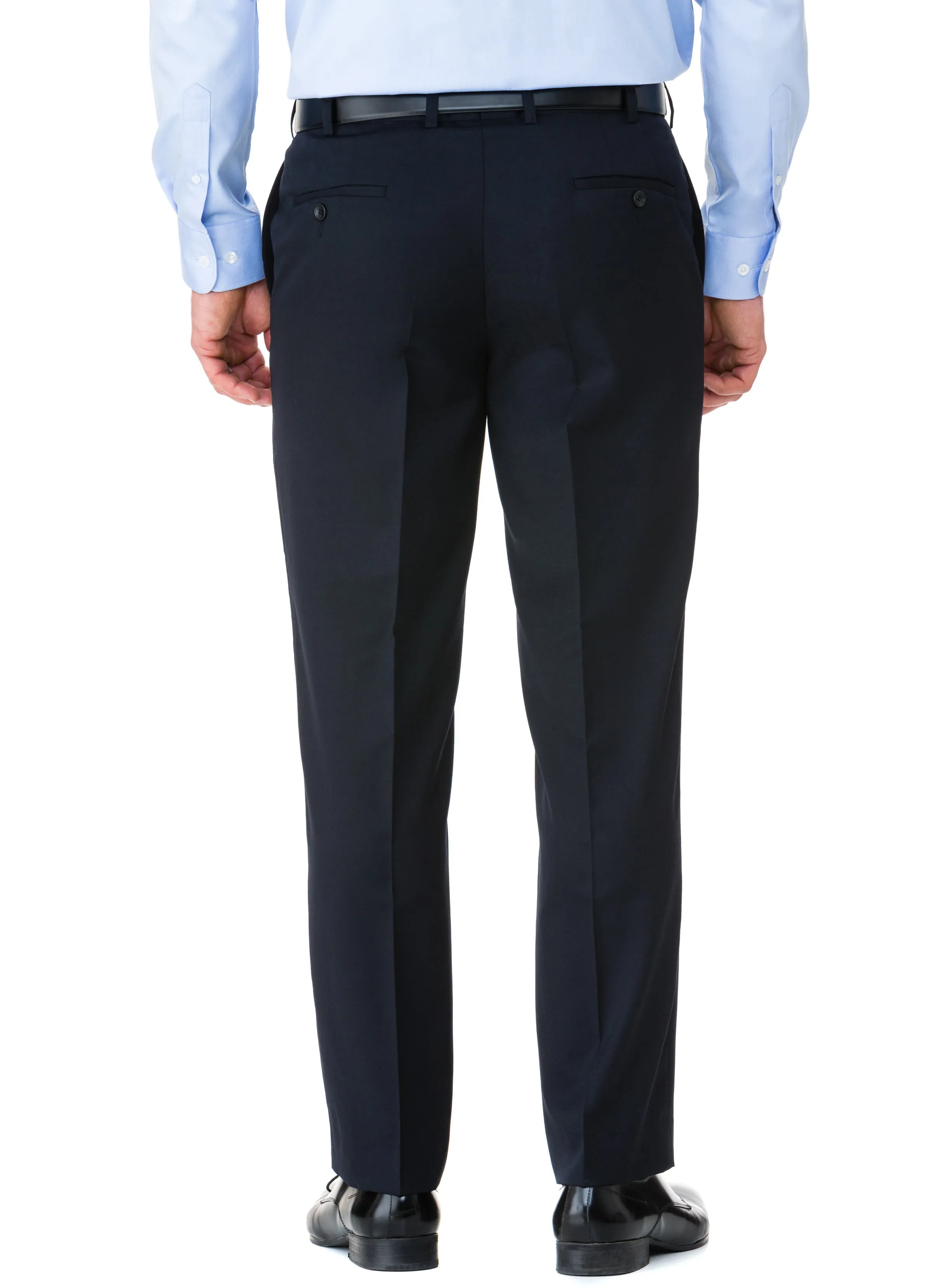 CHARLTON WOOL RICH FLAT FRONT TROUSER - NAVY