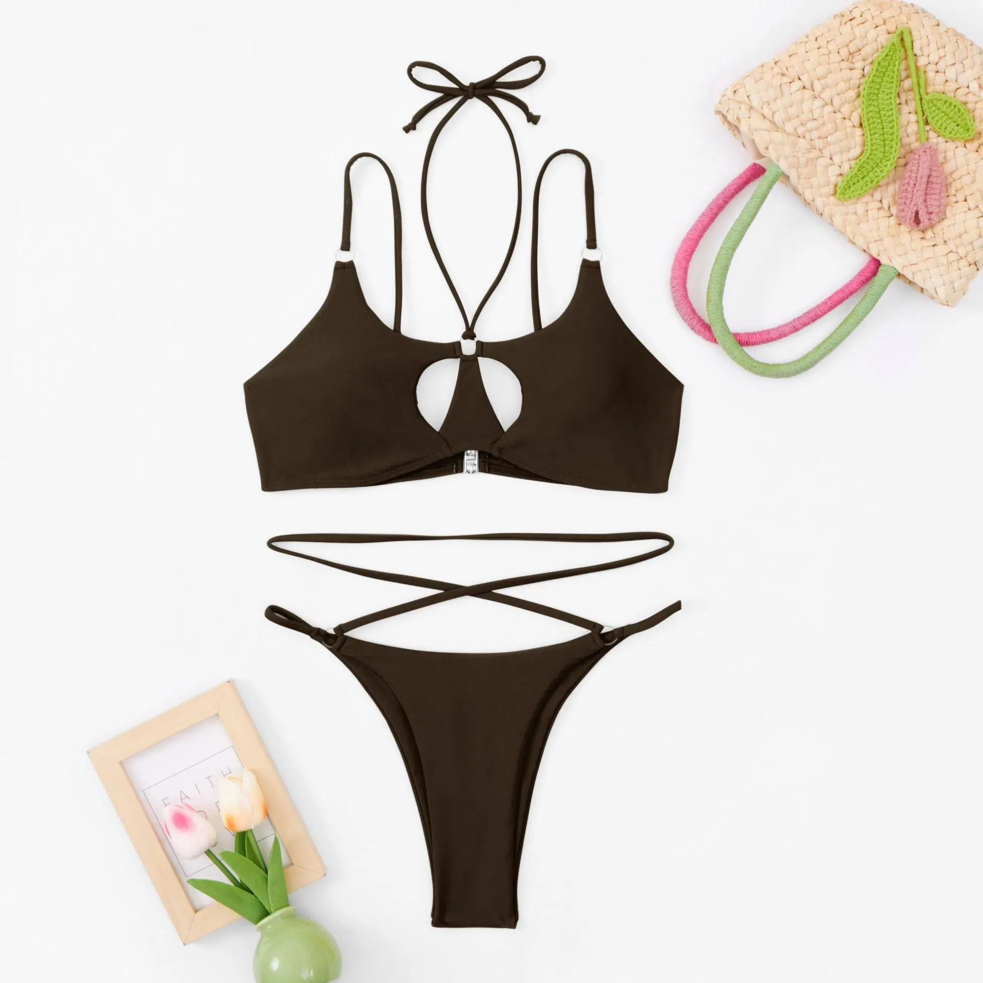 Chic and Sleek Ins-Style Bikini Bodysuit Beach Swimwear