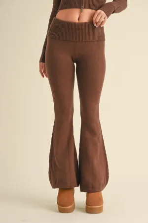 Fold Over Flare Sweater Pants, Chocolate