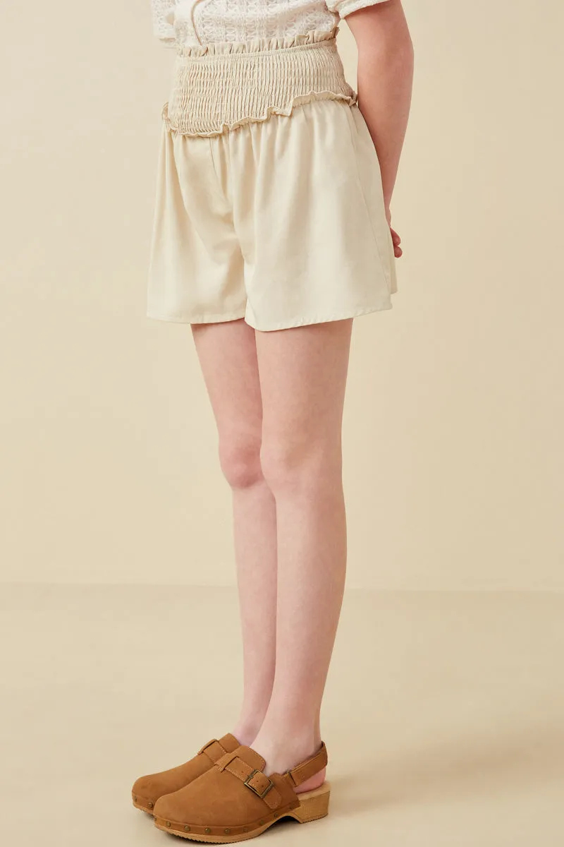Girls Smocked Detail Relaxed Shorts