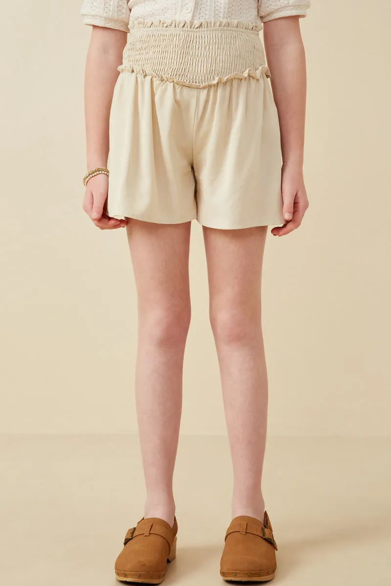 Girls Smocked Detail Relaxed Shorts