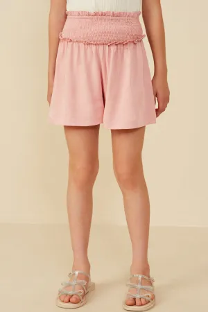 Girls Smocked Detail Relaxed Shorts