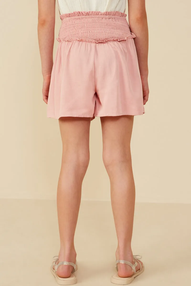 Girls Smocked Detail Relaxed Shorts