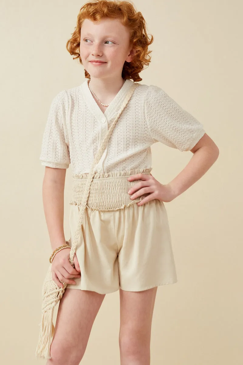 Girls Smocked Detail Relaxed Shorts