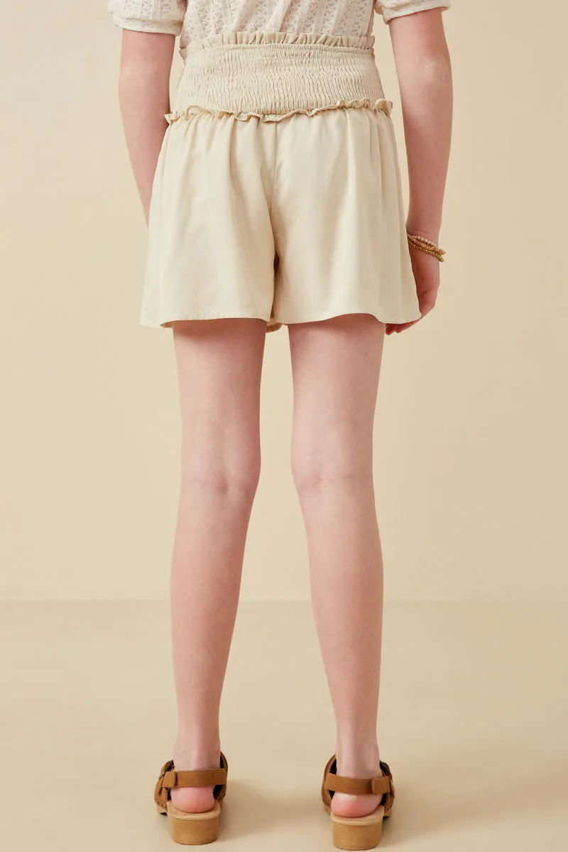Girls Smocked Detail Relaxed Shorts