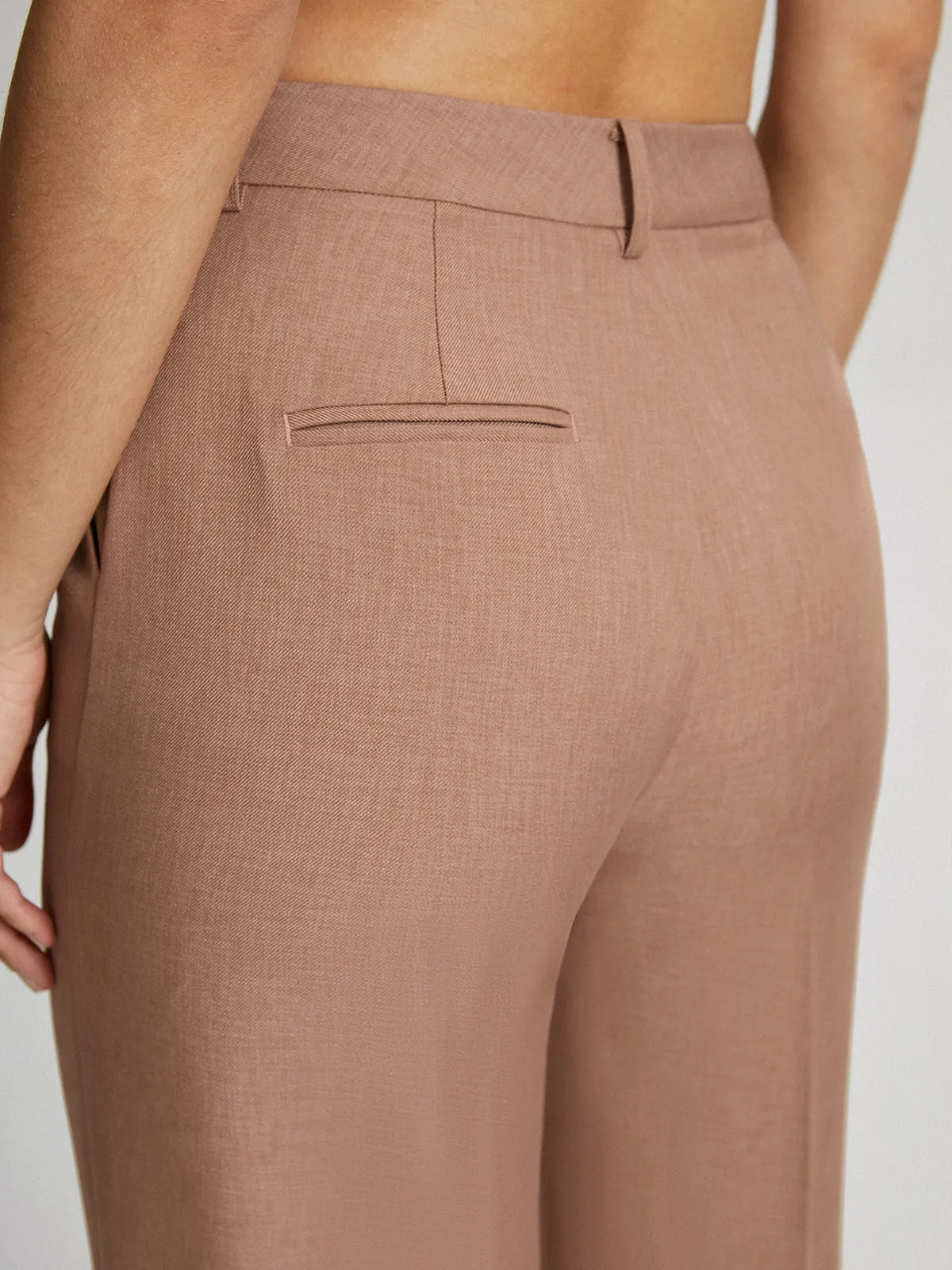 High Waisted Cropped Trendy Skinny Straight Leg Trousers