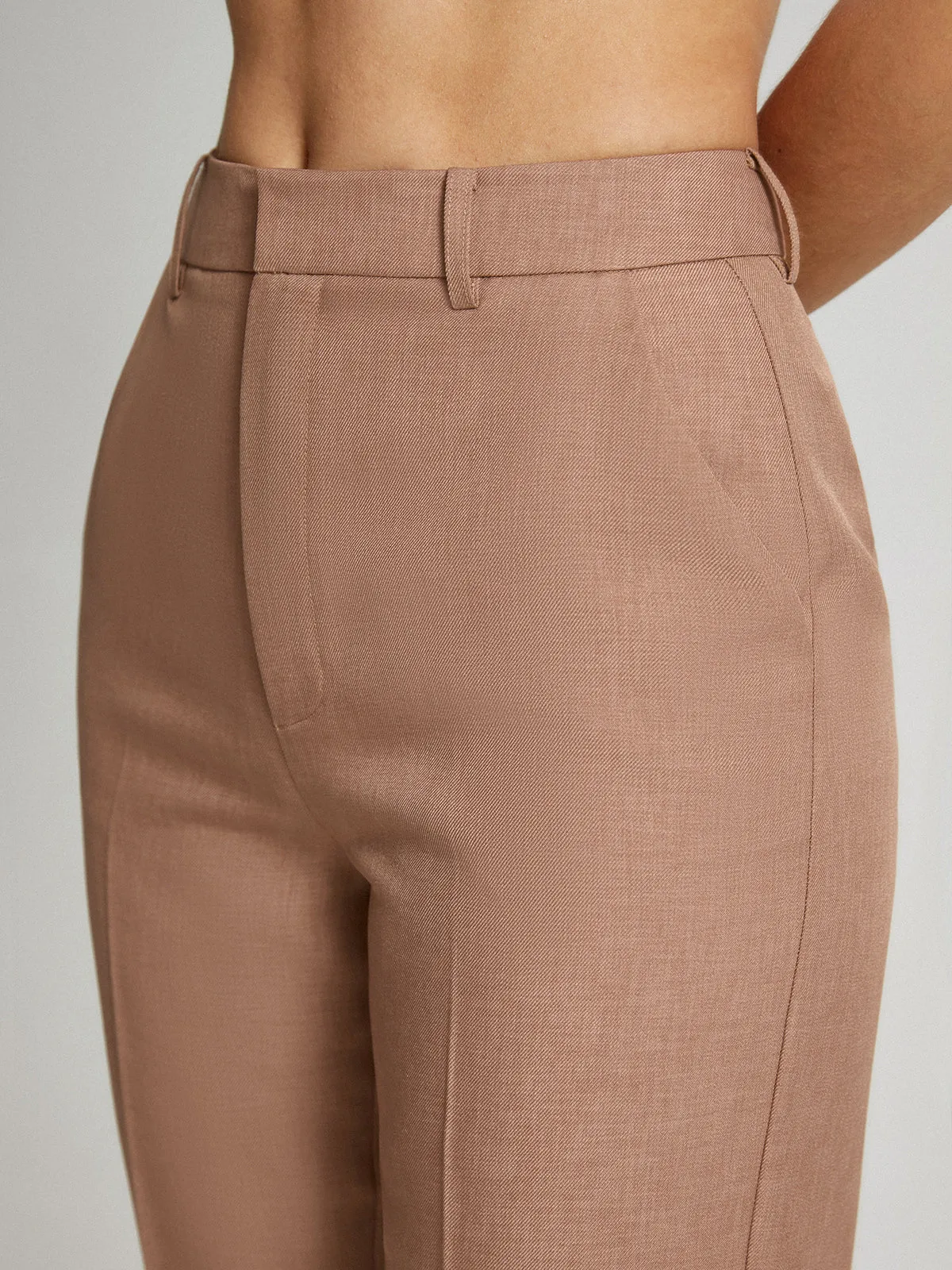 High Waisted Cropped Trendy Skinny Straight Leg Trousers