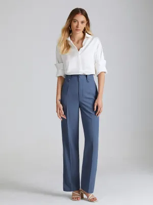 High Waisted Seam Trendy Detail Straight Leg Trousers