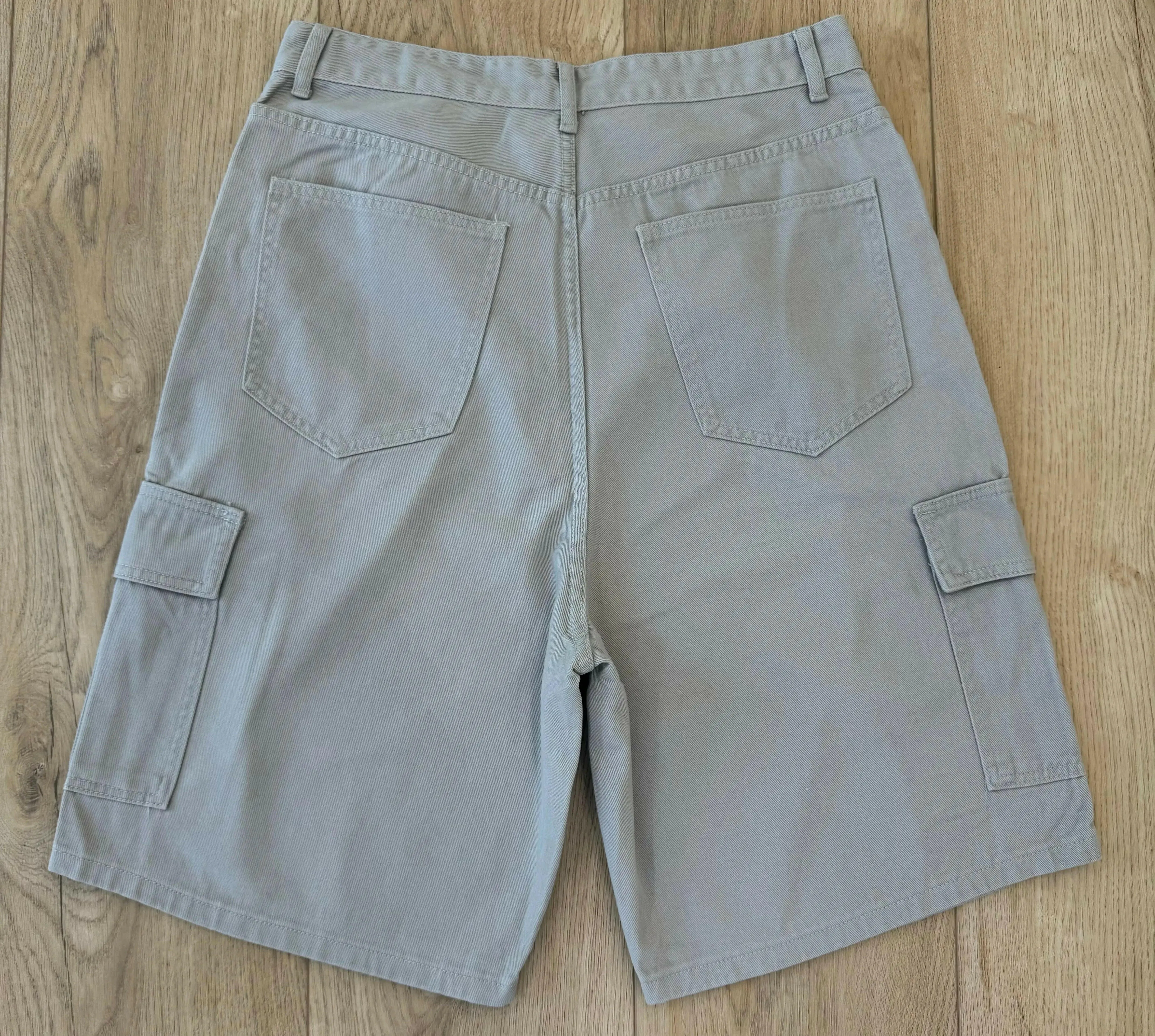 Light Gray Baggy Long Cargo Jorts