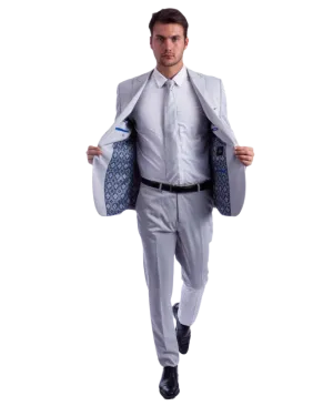 Light Grey 2 Piece Slim Suit