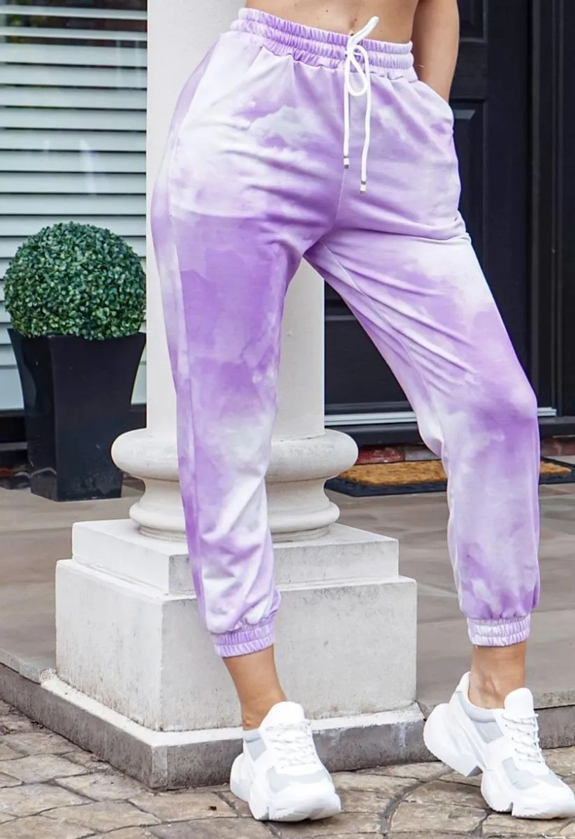 Lilac Tie Dye Draw Cord Jogger Bottoms