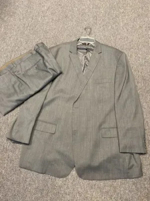LINEA UOMO Men's Gray 2 Piece 3 Button Suit Blazer 56L Pants 52x30