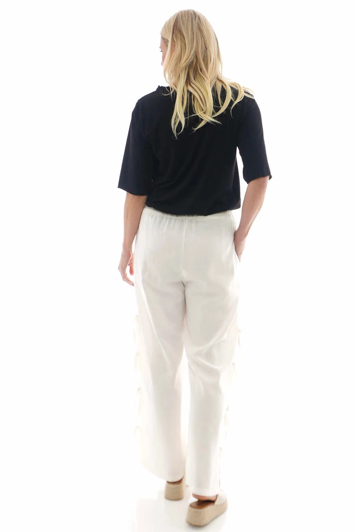 Macie Tie Leg Linen Trousers Cream