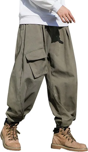 Mens Baggy Hip Hop Joggers Casual Trendy Harem Pants Cargo Hippie Loose Fit Drop Crotch Tapered Trousers Streetwear