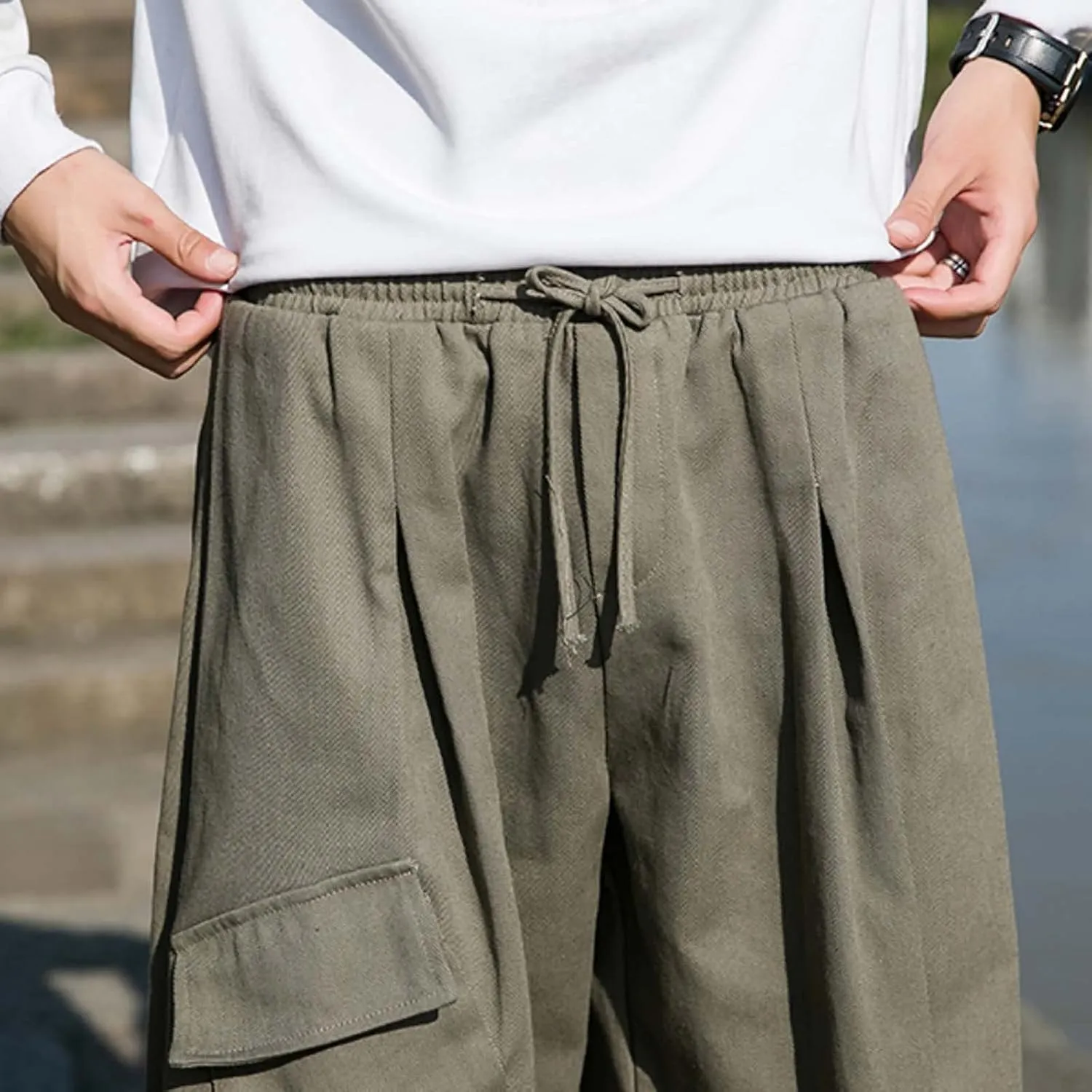 Mens Baggy Hip Hop Joggers Casual Trendy Harem Pants Cargo Hippie Loose Fit Drop Crotch Tapered Trousers Streetwear