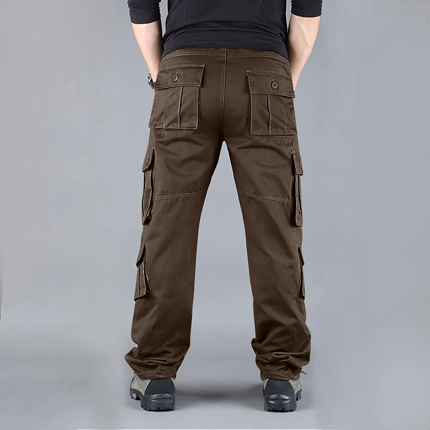 Men's Casual Cargo Pants Lightweight Hiking Work Elastic Waist Tactical Pants