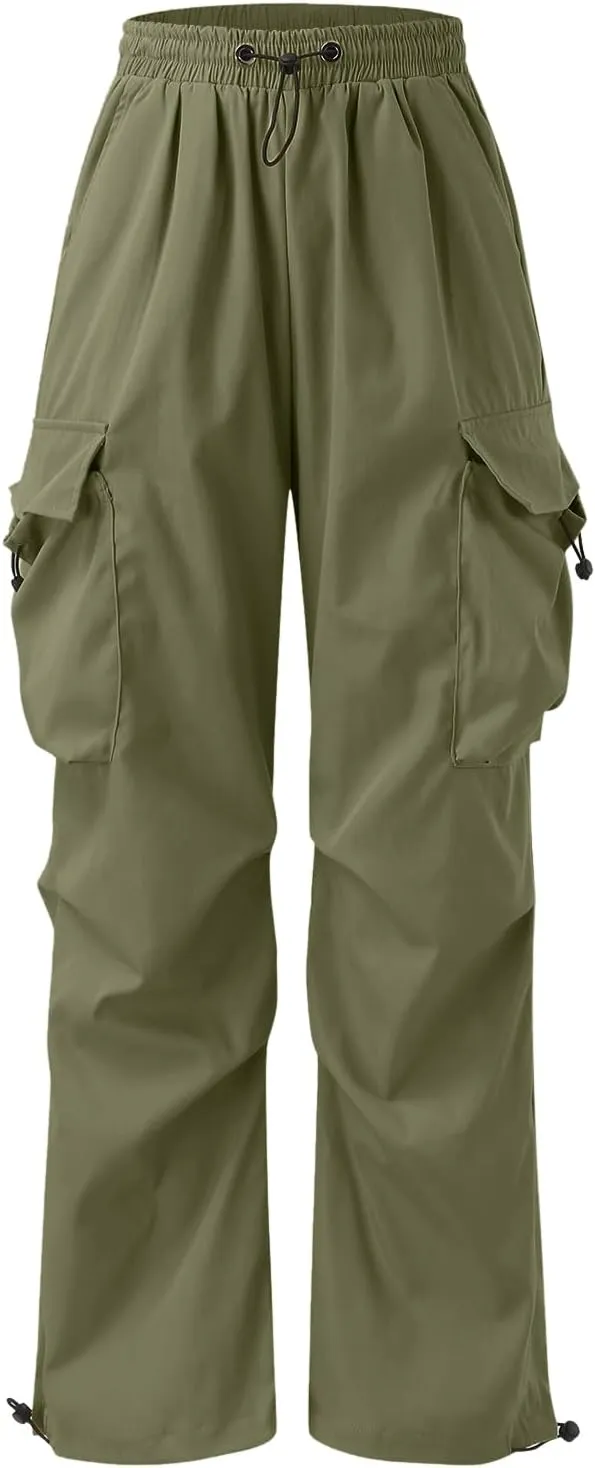Men's Parachute Pants Loose Fit Y2K Sweatpants Casual Baggy Cargo Pant Y2K Hip Hop Streetwear Harem Pants with Pocket