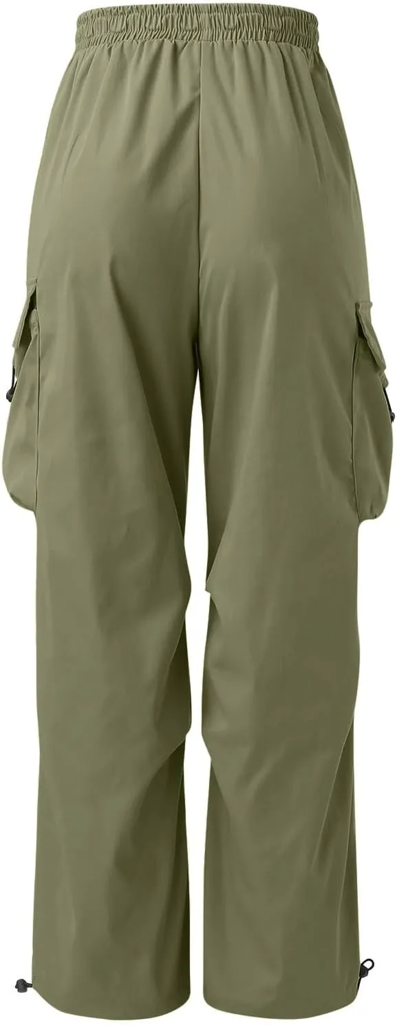 Men's Parachute Pants Loose Fit Y2K Sweatpants Casual Baggy Cargo Pant Y2K Hip Hop Streetwear Harem Pants with Pocket