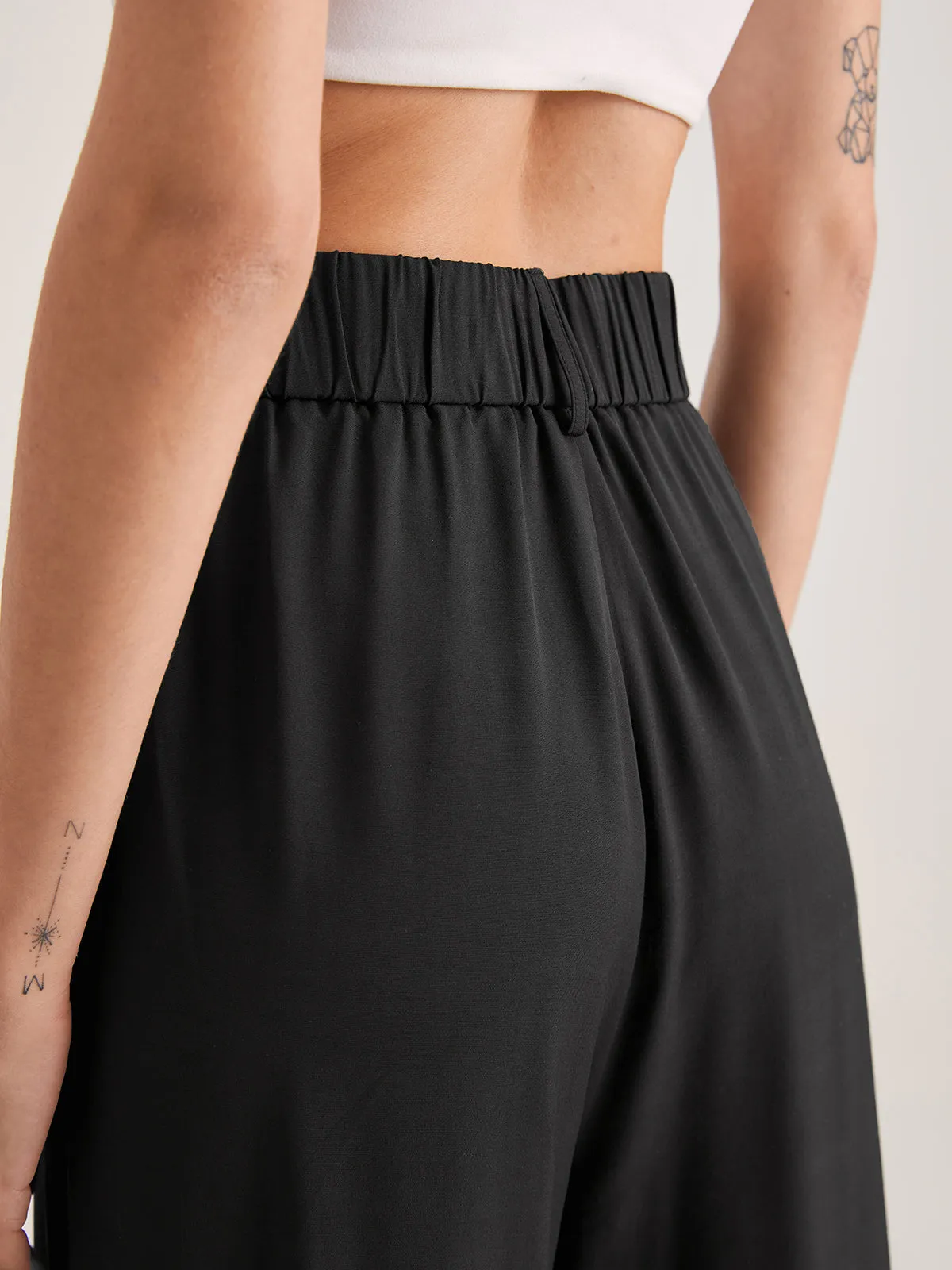 Oversized High Waisted Trendy Pleat Front Trousers