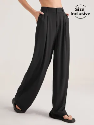Oversized High Waisted Trendy Pleat Front Trousers