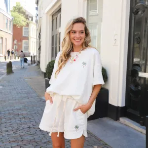 Palm tree two piece jogging set ecru