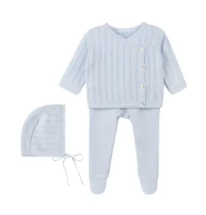 Pointelle Wrap Set w/ Hat- Blue