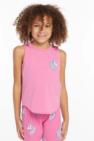 Pretty Unicorn Girls Vintage Jersey Shirttail Muscle