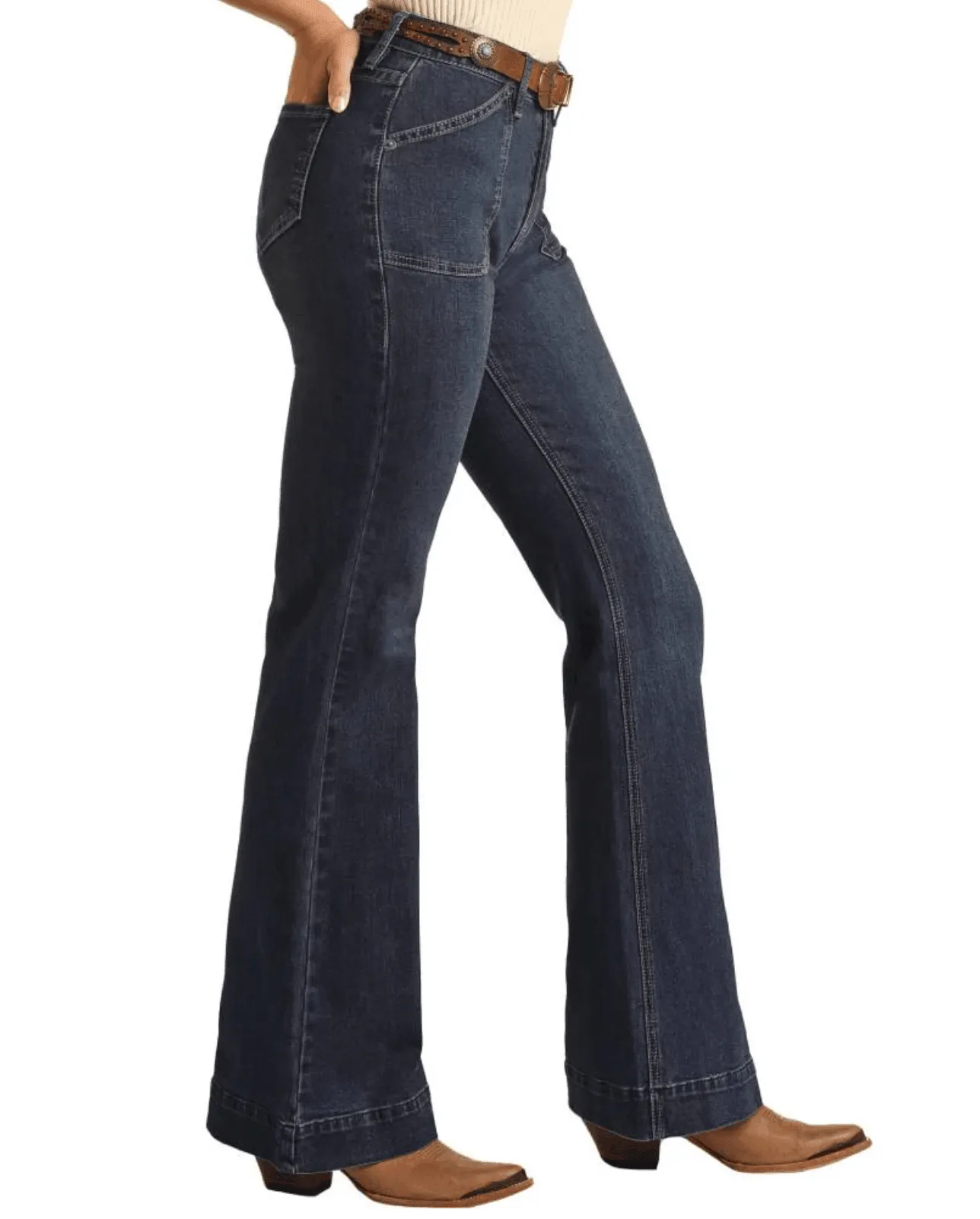 Rock & Roll Cowgirl Women's Patch Pocket Trouser Jeans BW5HD03994