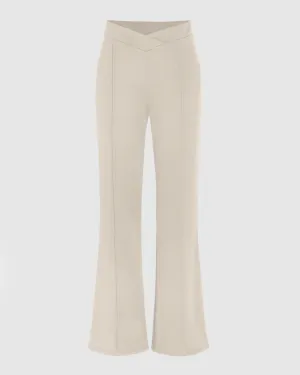 V-Waist Flared Off-White Trouser