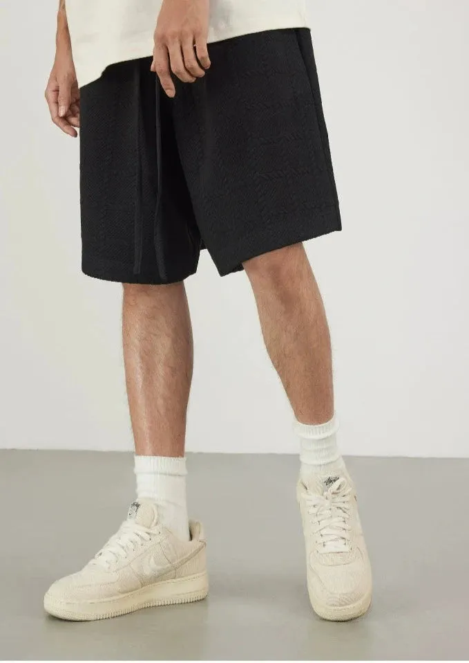 Waffle Fabric Relaxed Baseball Shorts