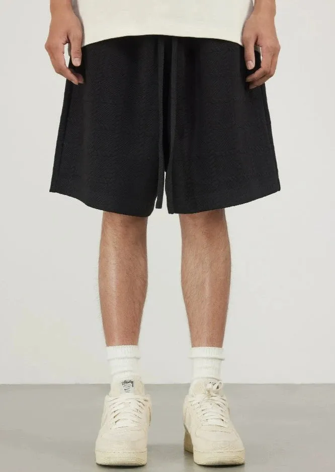 Waffle Fabric Relaxed Baseball Shorts