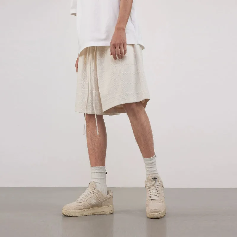 Waffle Fabric Relaxed Baseball Shorts