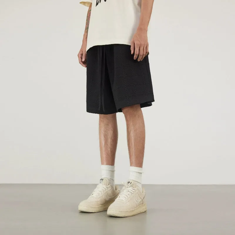 Waffle Fabric Relaxed Baseball Shorts