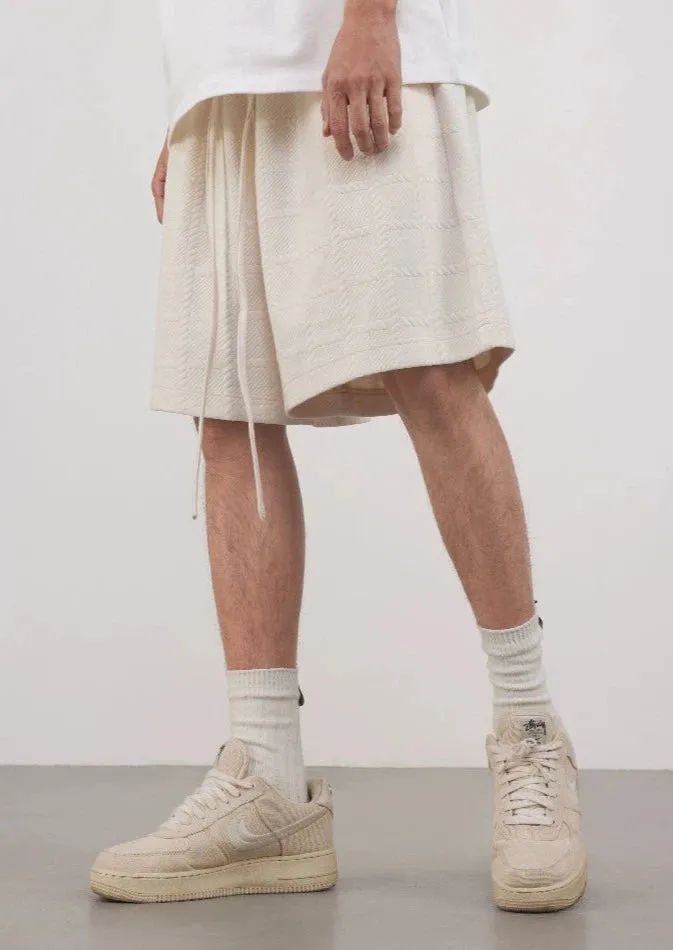 Waffle Fabric Relaxed Baseball Shorts