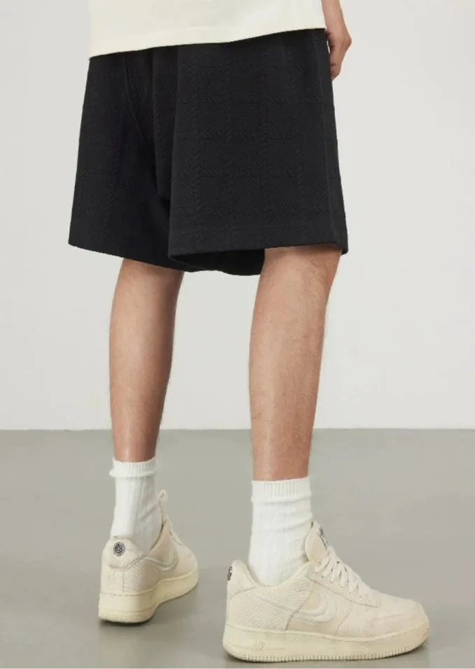 Waffle Fabric Relaxed Baseball Shorts